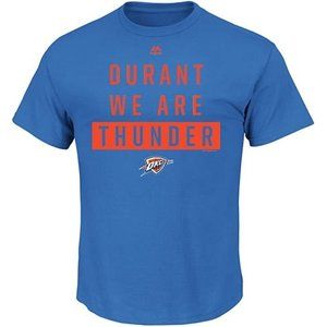 MAJESTIC - Men's NBA OKC Thunder Durant "We Are Thunder" Tee, Blue, Large, NWT‎